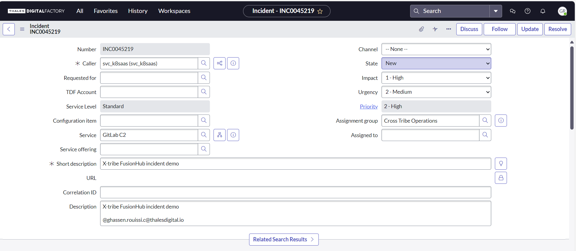 ServiceNow Incident